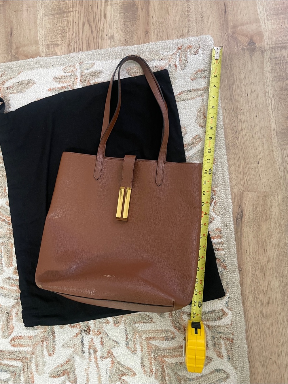 DeMellier Vancouver Tote Bag | Cognac Leather Tote with Gold Hardware - Picture 12 of 16